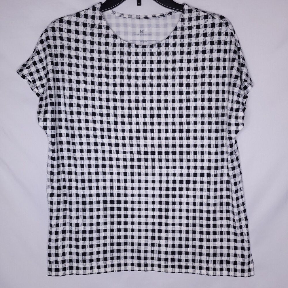 J. Jill Black and White Boxy Short Sleeve Tee